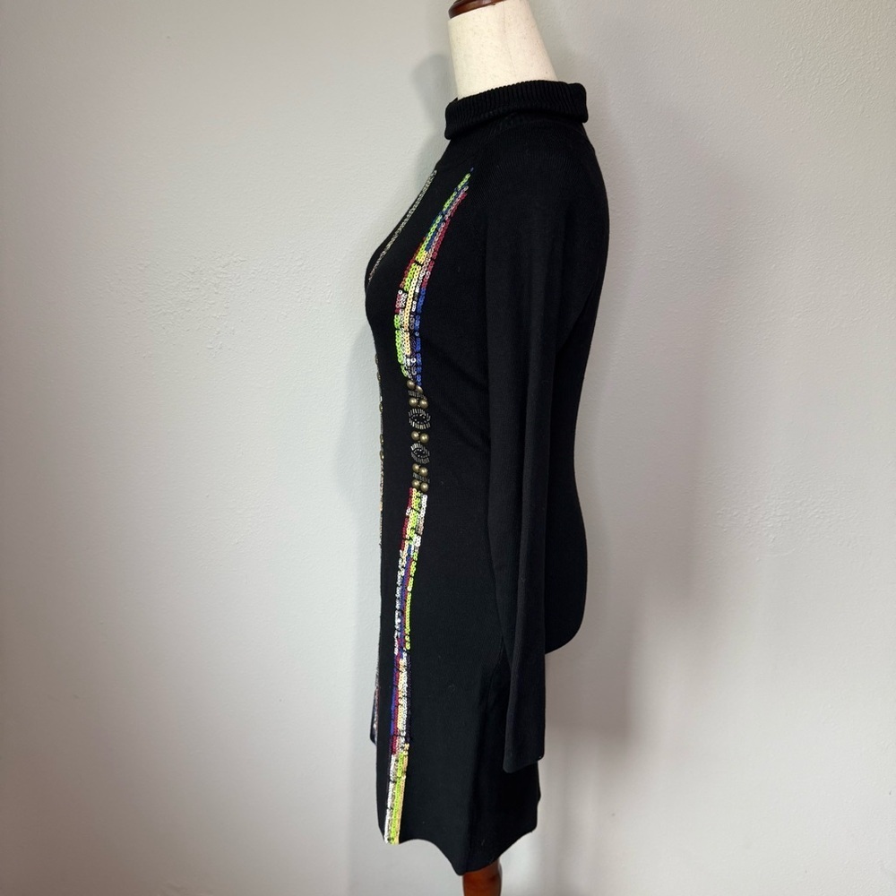 YUKA Black Knit Turtleneck Sweater Dress | M - Picture 4 of 6